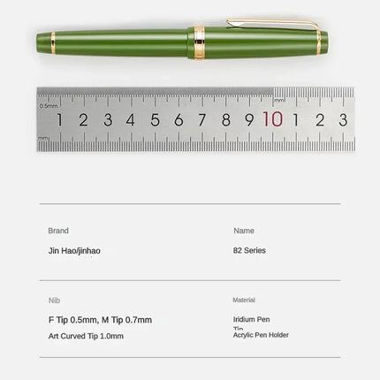 JINHAO 82 Fountain Pen Gold Trim Acrylic Barrel Silver Clip for Writing Calligraphy Signature School Office Supplies Stationery