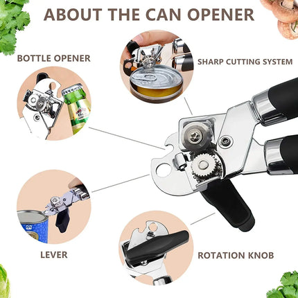 Professional Iron Manual Can Opener Multifunctional Stainless Steel Beer Handle Can Opener Kitchen Gadgets Bottle Openers Jar