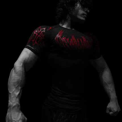 Breathedivinity Men's Fashion Fitness Short Sleeve T-Shirt Breathable Comfortable Sportswear round Neck Printed Cotton Top