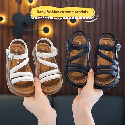 Elegant Summer New Style Korean Version Princess Children's Sandals Elegant Open Toe Stylish Versatile Cute Student Sandals
