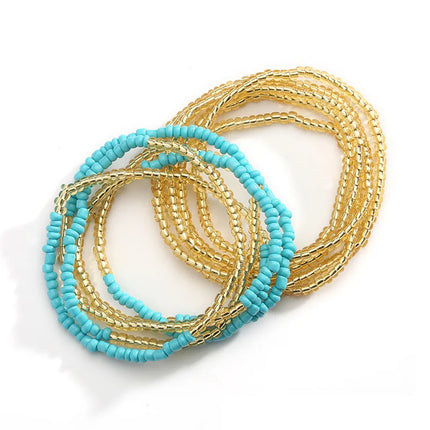 2 Pcs Sexy Summer Waist Bead Chains African Belly Beads Colorful Beach Bikini Body Belly Chain Elastic Jewelry for Women Girls