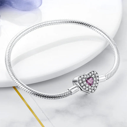 925 Sterling Silver Bracelets 17-20CM Original Leaf Clover Butterfly Heart Bracelet Fit DIY Charms Beads Fashion Women Jewelry