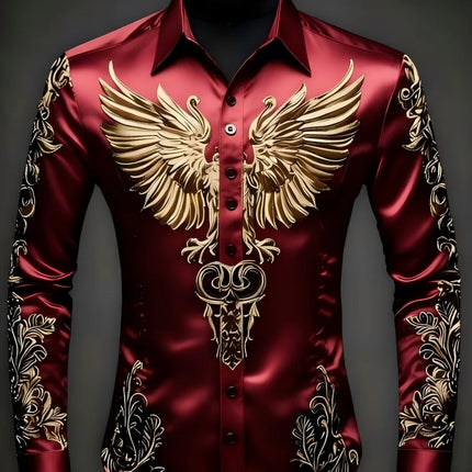 Noble and elegant, high-quality and comfortable men's long sleeved shirt, fashionable trend, digital printing, street outdoor
