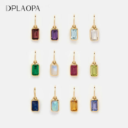 DPLAOPA 925 Sterling Silver 12 Birthstone CZ  Clips Charm Beads Pendant For Necklace And Bracelet 2024 Women Luxury Fine Jewelry