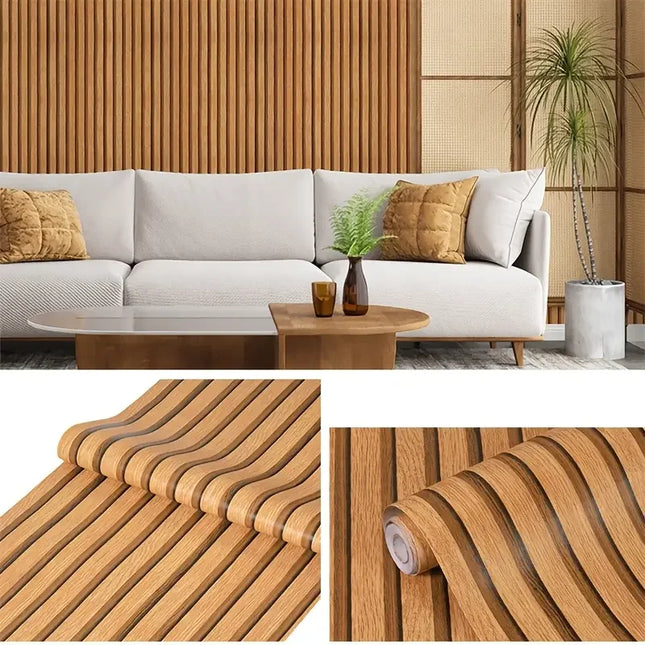 3m×40cm Wood Grain Self-Adhesive Removable Waterproof PVC Wall Sticker for Living Room Bedroom Wall DIY Modern Decor