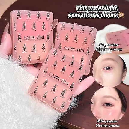 Cappuvini Double Water Glow Blush Cream Hydrating Blusher with Fine Shimmer Natural Makeup Effect Blush Palette
