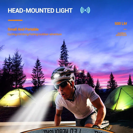 Strong Light Headlamp Portable LED Sensor Headlamp USB-C Rechargeable Head Flashlight Outdoor Camping Fishing Emergency Lantern