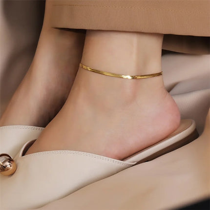 eManco 4MM Snake Chain Anklet Womens/Girls Beach Chain Stainless Steel Anklet Gift Non-Allergenic Drop/Wholesale