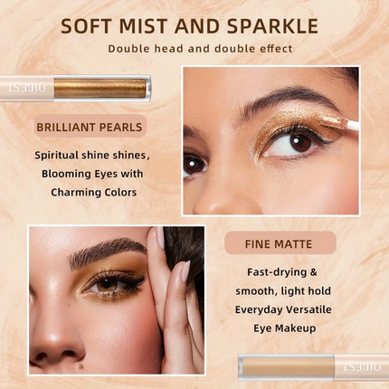 6pcs Liquid Eyeshadow Set,Pearly Glitter Matte Double Ended Eyeshadow,Pearly And Matte Finish,Smooth Delicate Texture Eyeshadow