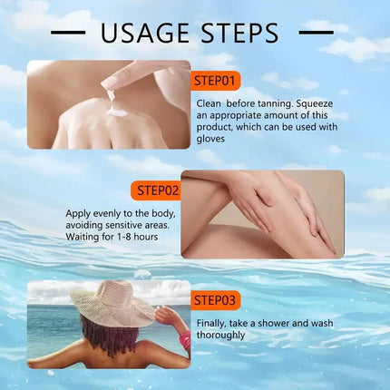Tanning Lotion - Rich in Ceramide, Glycerin, Mineral Oil, and Collagen, It Moisturizes the Skin and Allows You to Achieve a Coppery and Deep Brown Color