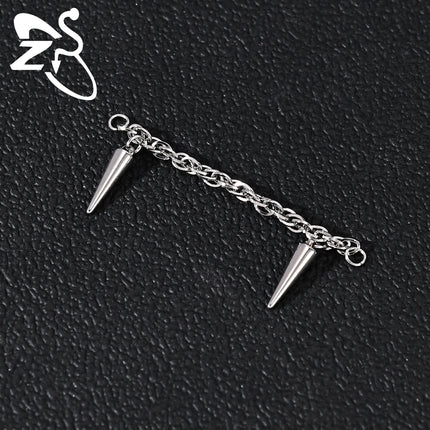 ZS 1 Piece Stainless Steel Nose Chain 32MM-50MM Bridge Piercing Sharp Cone Tassel Dangle Nostril Piercings Jewellery Accessories
