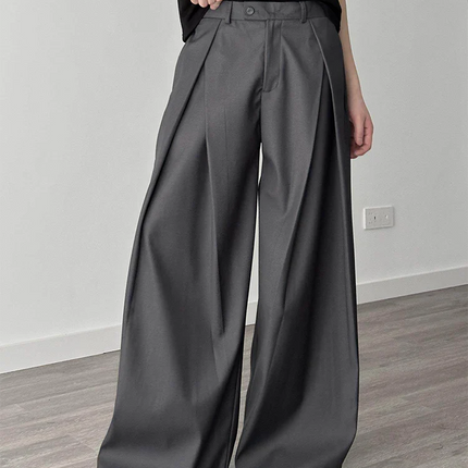Streetwear Wide leg Casual Pants Men Harajuku Curved Suit Pants Black Flared Long Trousers High-quality Breand Oversize Baggy