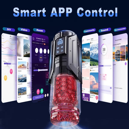 Male Masturbator Stroker with 7 Sucking Thrusting Rotating & 7 Licking Adult Toys, Pocket Pussy Mens Sex Toy Blowjob Sex Machine
