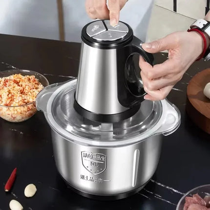 5L EU Standard Stainless Steel Multifunctional Food Crusher Electric Vegetable Meat Grinder Chopper Cutter for Home Kitchen