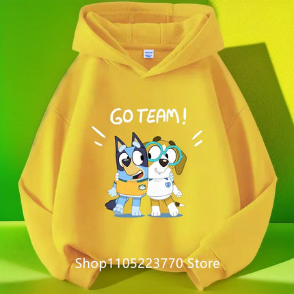 2025 Toddler Bluey Hoodie Rib Cuffs Winter Cartoon Anime Print Cozy Sweatshirt Boys Girls
