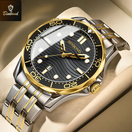BINBOND Top Brand Luxury Sea Horse Series Watch Men's Business Quartz Watch Luminous Waterproof Sports Men Fashion Design Watch