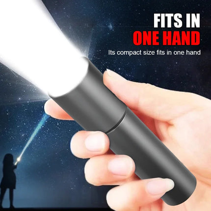 Mini Flashlight USB Rechargeable Aluminum Alloy Flashlight Super Bright LED Bead Adjustable Focus Long-range Portable Flashlight