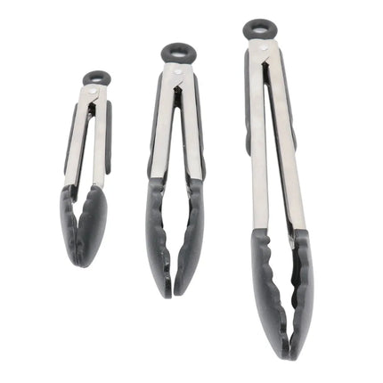 Baldwyn 3 Piece Stainless Steel Kitchen Tongs Set in Black