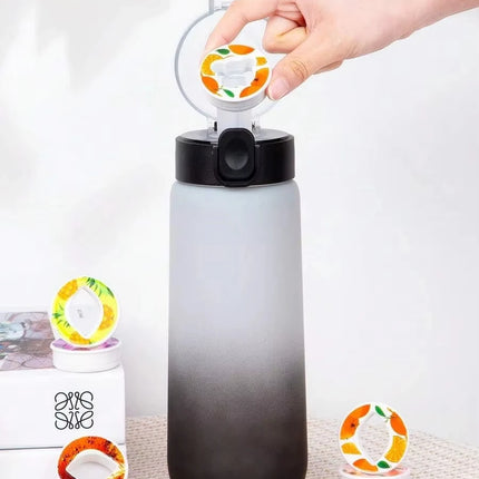 1pc 650ml Flavored Water Bottle with Random 1 Flavour Pods Air Water Bottle Frosted Black Air Camping Sport Fitness Cup