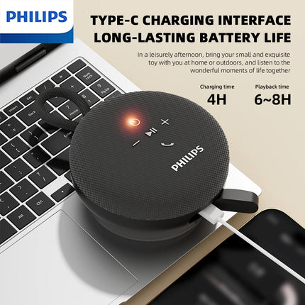 Philips TAS1120 Mini Portable Wireless Bluetooth Speacker Bathroom Waterproof Indoor 800mAh Subwoofer with Suction Cup Lanyard