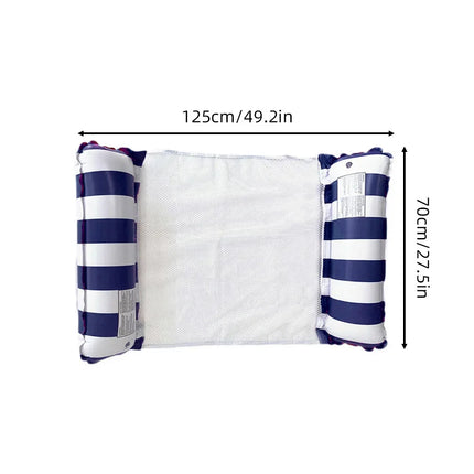 Striped Inflatable Water Hammock Float, Multi-Purpose Mesh Pool Lounger, Foldable Floating Bed, Beach and Summer Water Party Use