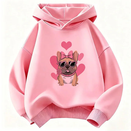 Summer Spring Fashion Cute French Bulldog Design Hoodie Kids Children's Sweatshirt Hoody Boys Girls Casual Hoodies Clothes