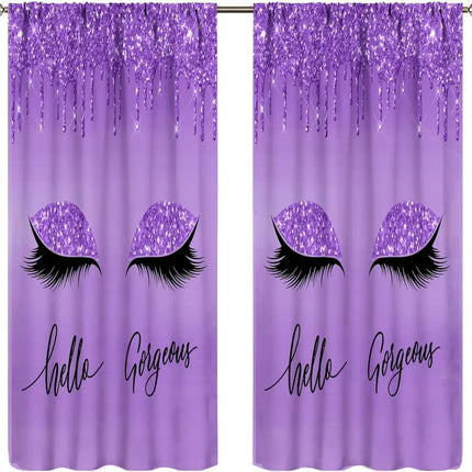 Lips Curtains, Retro Comic Pop Art Girl Applying Red Lipstick Makeup Concept Halftone Background Blackout Rod Pocket Curtains