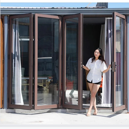 10*8FT Custom aluminum double pane exterior bifold doors partition patio glass door bi fold accordion door sliding folding door