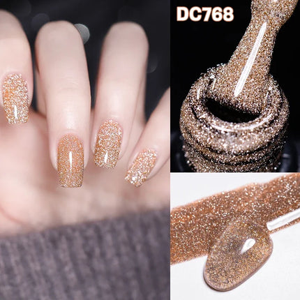 Red Reflective Glitter Gel Nail Polish Sparkling Glitter Flashy Semi-permanent Soak Off Nail Art UV Gel Varnish Nail Supplies