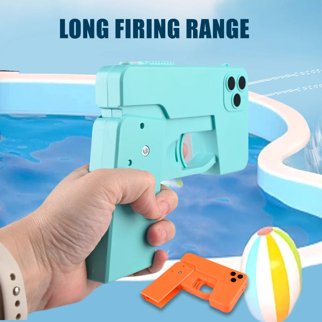 Folding Water Gun Toy, Simulate Shape of Mobile Phone Long Firing Range Outdoor Beach Bathroom Pool Play Water Gifts for Kids