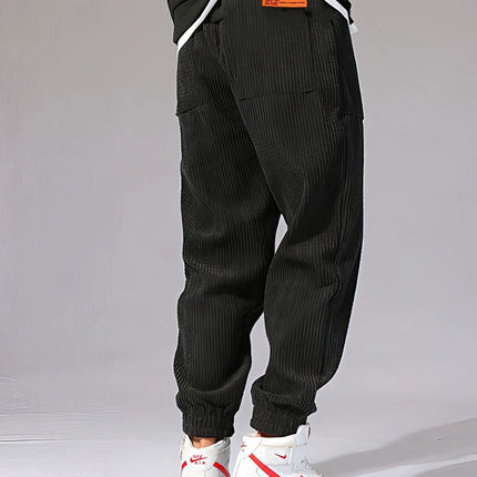 Autumn Winter Warm Motorcycle Jogger Corduroy Pants Men Tech Fleece Sweatpants Casual Harem Pants Male Sport Thermal Trousers