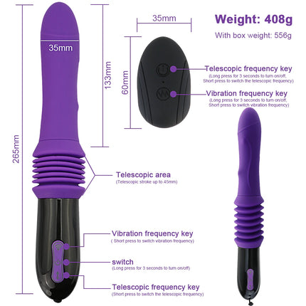 Wireless Remote Control Telescopic Cannon Machine, Women's Pull-out Vibration Massage Orgasm Masturbation Device, Adult Sex Toy