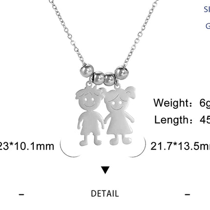 Personalized Boy Girl Necklace Custom Chain Name Mother Father Day Kid Family Gift For Women Men Stainless Steel Pendant Jewelry