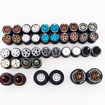 20 Sets 1/64 Wheels Rubber Tires Diameter 9.8mm 11mm 14mm 17mm for Matchbox/Domeka/HW 1:64 Diecast Alloy Car Models