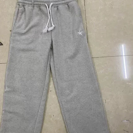 American Style Personalized Double Waisted Solid Casual Pants Sporty Popular Embroidery Sport Loose Men Women Couple Sweatpants