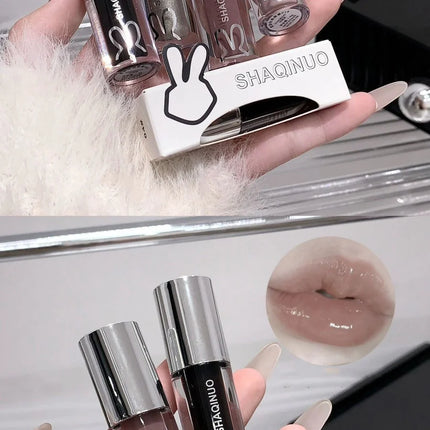NEW Water Glazed Mirror Lip Gloss Makeup Crystal Nude Jelly Moisturizing Lip Glaze Long Lasting Black Liquid Lipstick Cosmetics