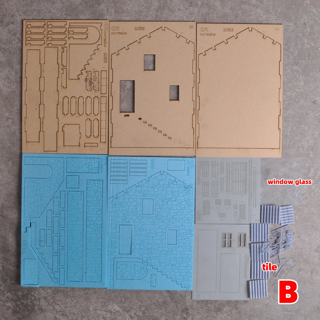 Assembly Architectural Miniature Building Architecture Stone Dwelling Old-World Stone Cottage House Diorama Scale Model Kit 1/35