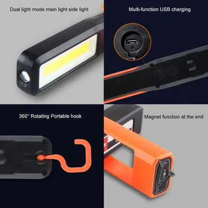 Powerful LED Work Light with Magnet lighting Flashlight Car Garage Mechanic Lamp USB Charging COB Emergency Light Warning Light