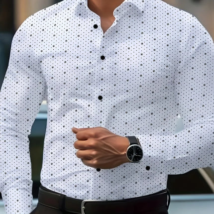 New European and American Style Men's Trend Long-Sleeve Shirts Allover Pattern Print Comfortable Casual Business Male Clothes