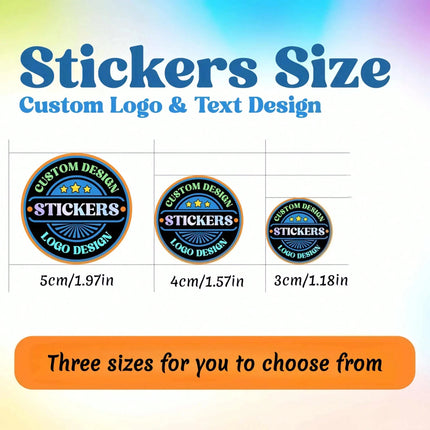 3-8CM Customized Round Stickers –50-1000PCs  Personalized Logo/Text/Image, Thank You Labels for Weddings, Biz, Gifts