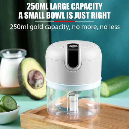 Electric Garlic Puree Grinder, Rechargeable 260ml Onion, Ginger, Chili, Vegetable Grinder, and Complementary Food Machine