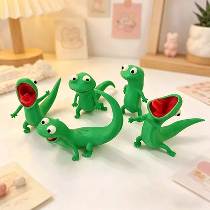 Cute Green Lizard 3D Printed Figure, Anime-Style Animal Ornament, Desktop Decor kids gift & Collectible Model for Reptile Lovers