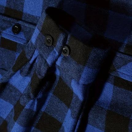 Men's Shirts Classic Plaid Casual Button Down Hooded Long Sleeved Double Pockets Shirt Hoodie Flannel Jacket Spring Autumn Tops