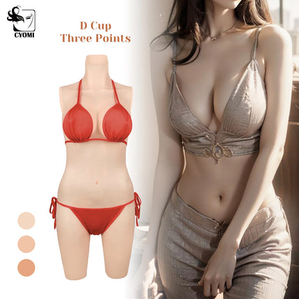 CYOMI Silicone Bodysuit Fake Vagina Breast Forms 3-Point D Cup Boobs Tits For Drag Queen Crossdresser Transgender Shemale 2TH