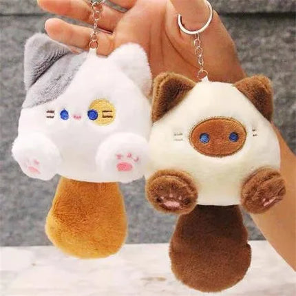 Stuffed Coffee Cat Plush Keychain Creative Soft Fluffy Animal Plush Key Chain Colorful Ins Cat Plush Doll Children Gift