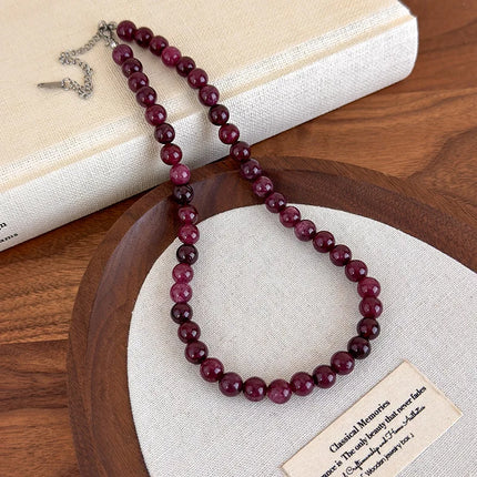 Trendy Simple Colorful Natural Stone Bead Choker Necklace 2026 Fashionable Aesthetic Accessory Accessories For Women