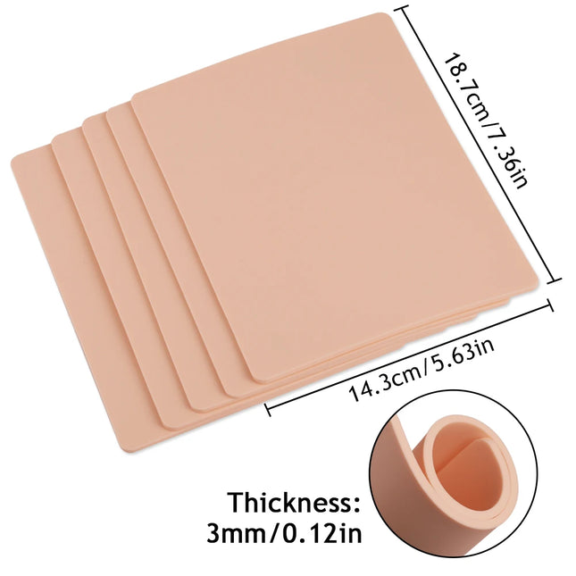 3MM Thick Tattoo Practice Skin Blank Double Sides Silicone Fake Skin for Permanent Makeup Training Tattoo Skin Accessories