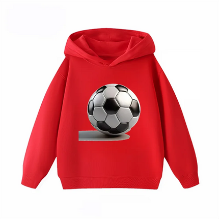 New Soccer Print Children's Hoodie, Boys and Girls' Clothing Autumn and Winter Warm and Fashionable Children's Hooded Sweatshirt