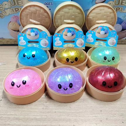 Glitter Dumpling Squishies with Box - Sensory Dumpling Pressure Toy for Stress Relief Fun Squishy Toys for Adults And Kids