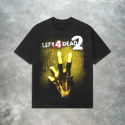 Summer Oversized Left 4 Dead 2 T-Shirt Men Valve Zombie Game Graphic Short Sleeve Streetwear Casual Loose Fit Gaming Tee